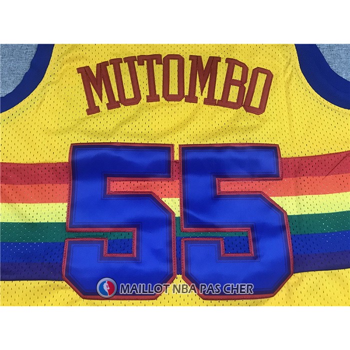 Maillot Denver Nuggets Dikembe Mutombo NO 55 Mitchell & Ness 1991-92 Jaune